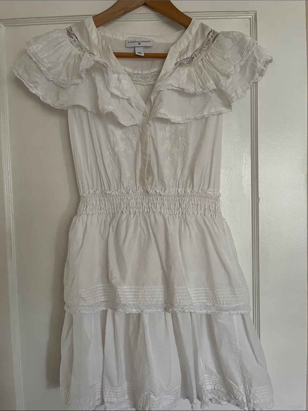 LoveShackFancy X Target White Ruffled Tiered Mini Dress